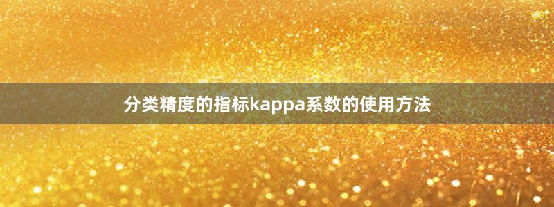 分类精度的指标kappa系数的使用方法