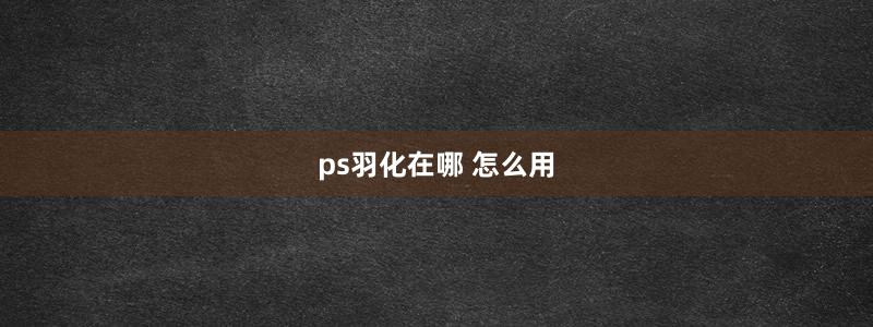 ps羽化在哪 怎么用