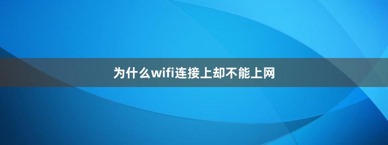 为什么wifi连接上却不能上网