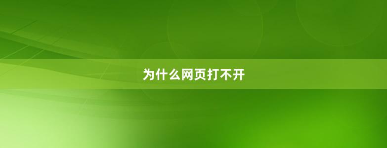 为什么网页打不开